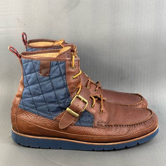 Polo Ralph Lauren Saddle Worth III Mens Boots Leather Buckle Size 14 - Picture 1 of 9